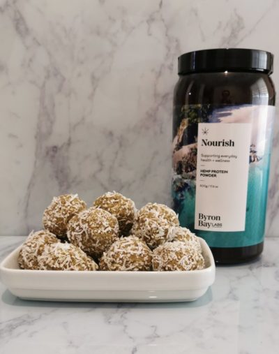 Coconut and date hemp protein balls